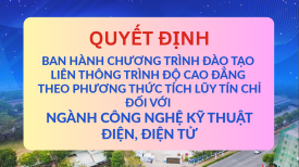 Quyết định ban hành chương trình đào tạo liên thông trình độ cao đẳng theo phương thức tích lũy tín chỉ đối với ngành Công nghệ kỹ thuật điện, điện tử