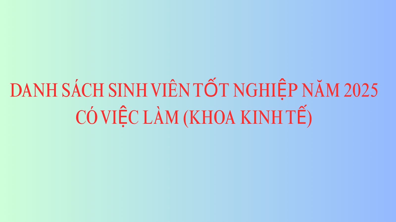 Danh sách sinh viên tốt nghiệp năm 2025 có việc làm (Khoa Kinh tế)