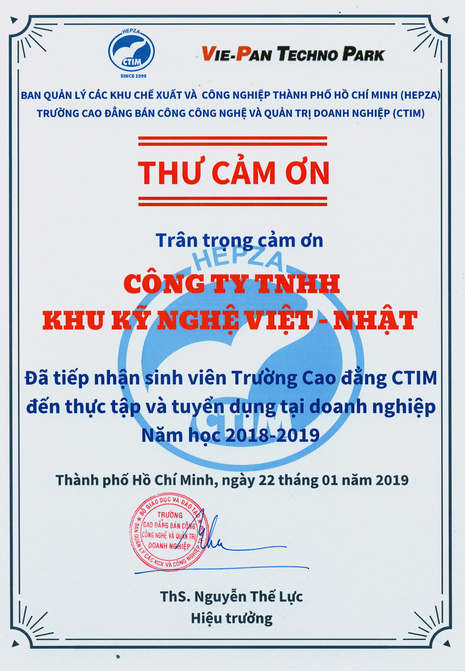 Trường Cao Đẳng Bán công Công Nghệ và Quản Trị Doanh Nghiêp (CTIM) đã có buổi đến thăm, cảm ơn Công ty TNHH Khu Kỹ Nghệ Việt Nhật (Vie - Pan Techno Trường Cao Đẳng Bán công Công Nghệ và Quản Trị Doanh Nghiêp (CTIM) đã có buổi đến thăm, cảm ơn Công ty TNHH Khu Kỹ Nghệ Việt Nhật (Vie - Pan Techno